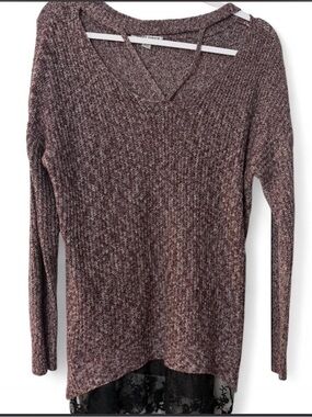 Moral Fiber Marled V-Neck Sweater in Dusty Rose Blend